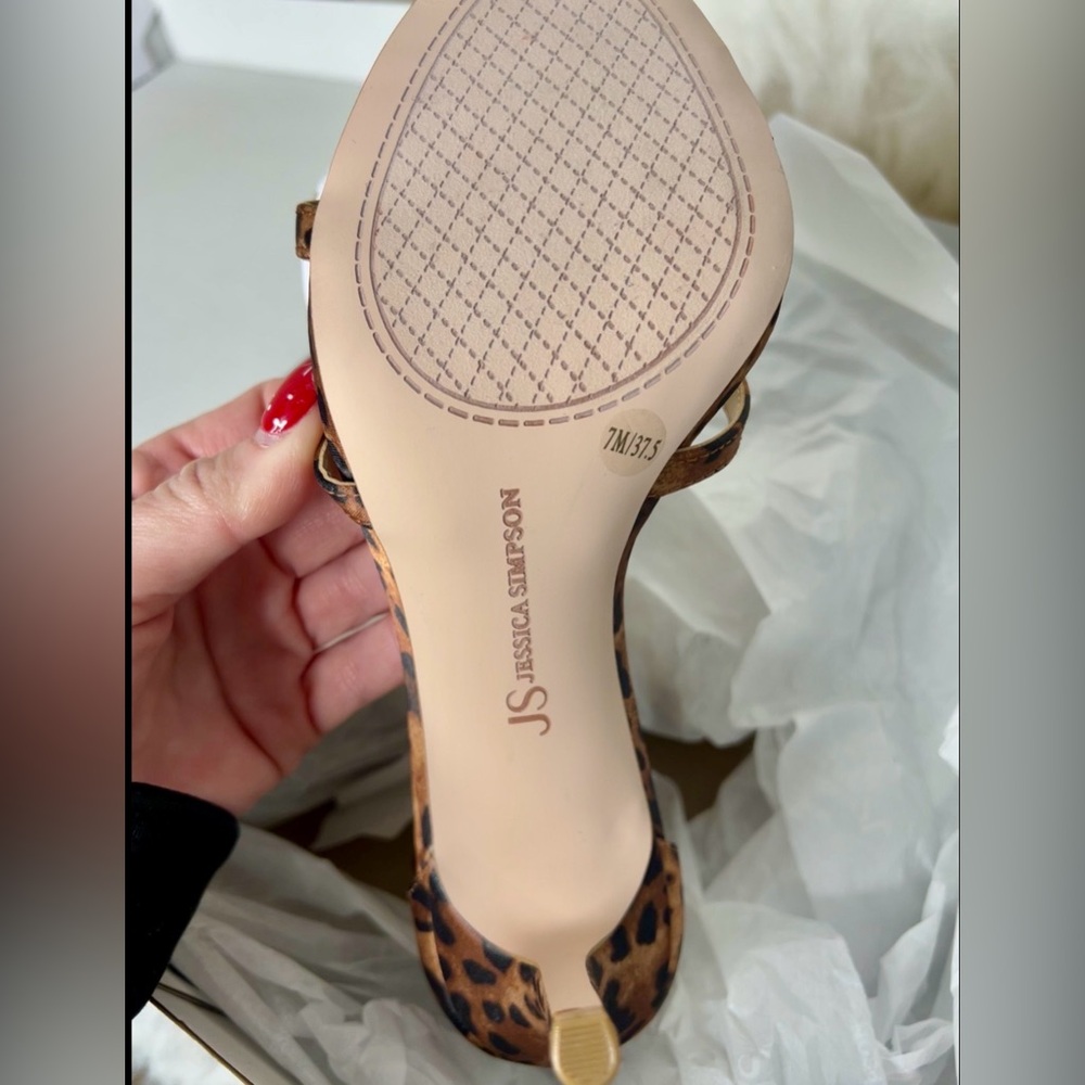 Jessica Simpson Leopard Print Taiga Strappy Heels With Floral Design - Picture 9 of 9